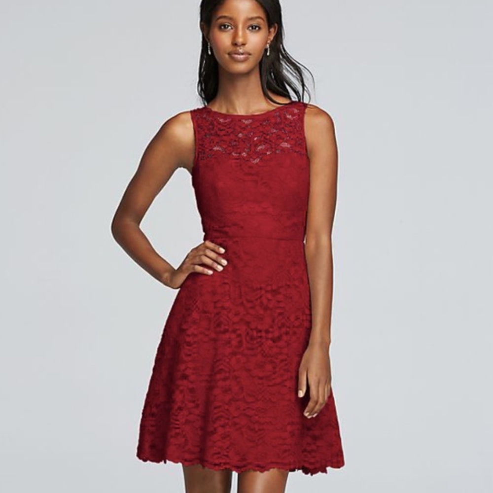Short Sleeveless All Over Lace Bridesmaid Dress